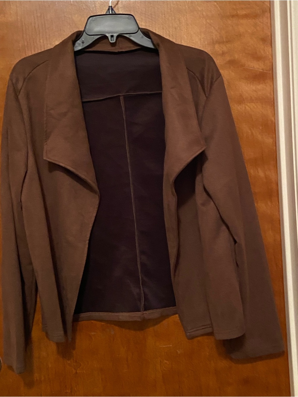 Faux Suede Open Front Jacket